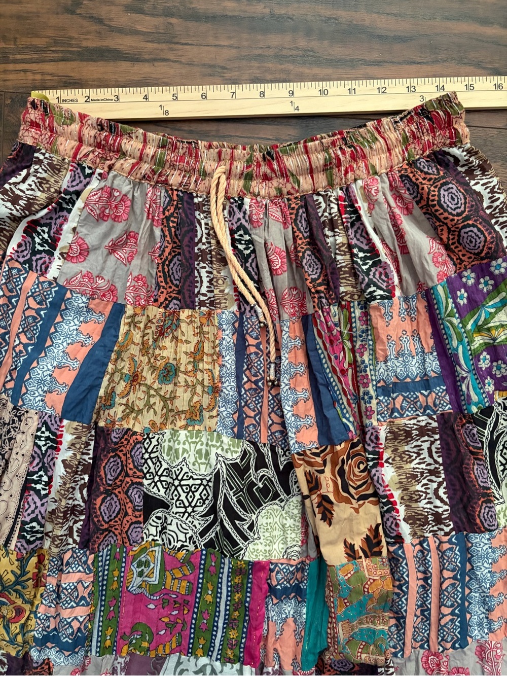 Patchwork Cotton Colorful Pull On Boho Festival Maxi Skirt - Picture 8 of 13